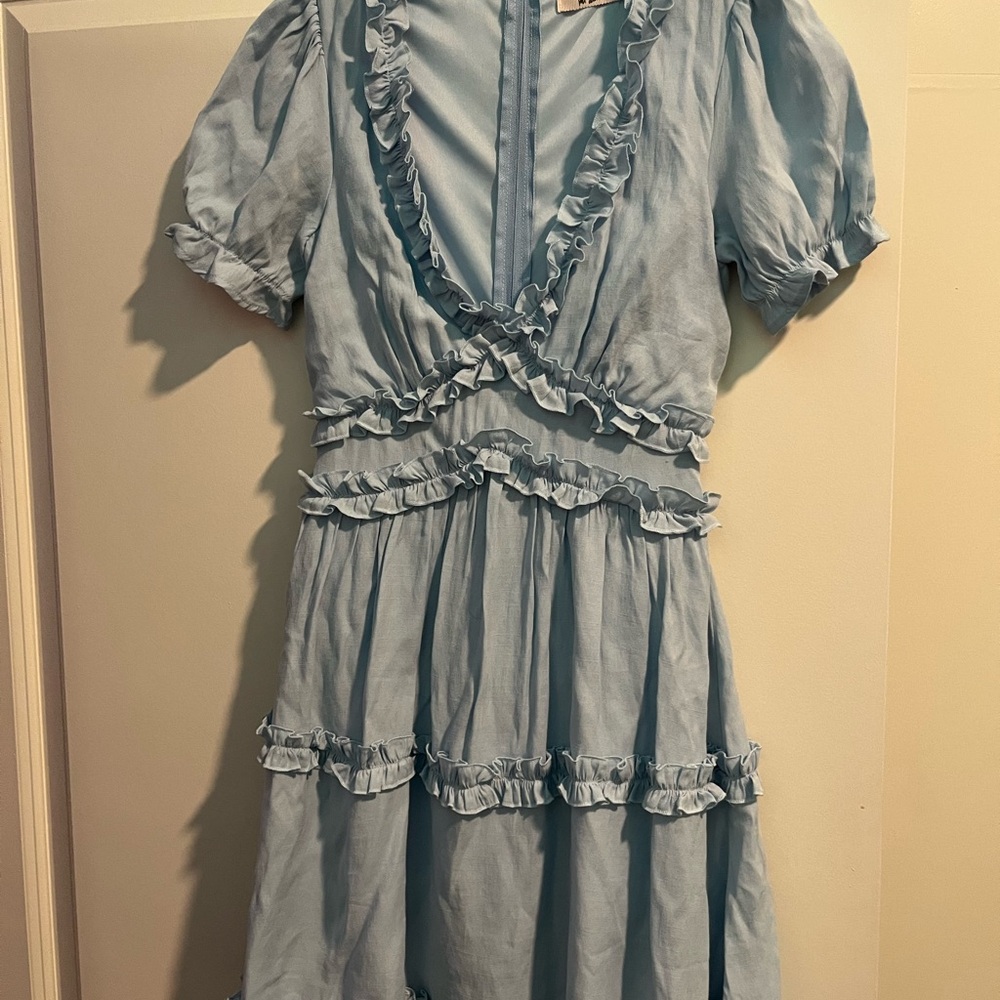 Light Blue Ruffled Women's Dress